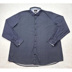Brooksfield Mens Paisley Diamond Micro Print Button Down Shirt‎ Navy Size 4XL 49